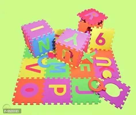ABC Learning Interlocking Puzzle Foam 36 Pieces Big Tiles Mat with Alphabets and Numbers for Kids-thumb0