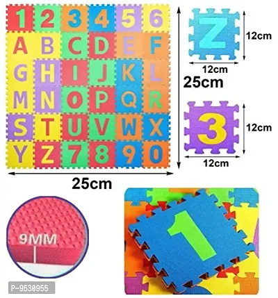 ABC Learning Interlocking Puzzle Foam 36 Pieces Big Tiles Mat with Alphabets and Numbers for Kids