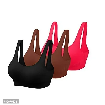 Women Air Cotton Non Padded Non-Wired Air Sports Bra (Pack of 3)