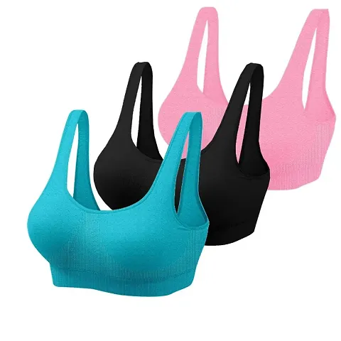 Pack Of 3 Classy Cotton Non Padded Sports Bras