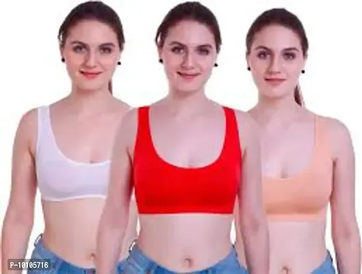 Women Air Cotton Non Padded Non-Wired Air Sports Bra (Pack of 3)