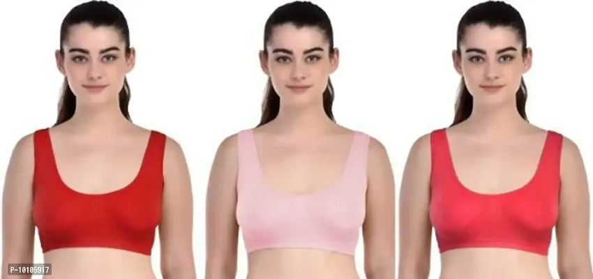 Women Air Cotton Non Padded Non-Wired Air Sports Bra (Pack of 3)