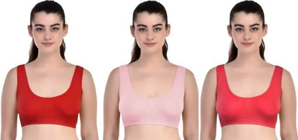 Women Air Non Padded Non-Wired Air Sports Bra (Pack of 3)