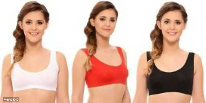 Women Air Cotton Non Padded Non-Wired Air Sports Bra (Pack of 3)