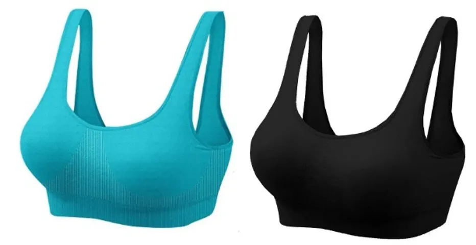 Women's Non Padded Wire Free Sports Bra (Pack Of 2)