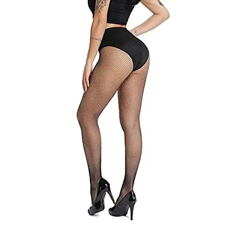 JMT Wear Women's High Waist Big Mesh Sexy Lace Fishnet Lingerie Pantyhose Stockings,Color- Black