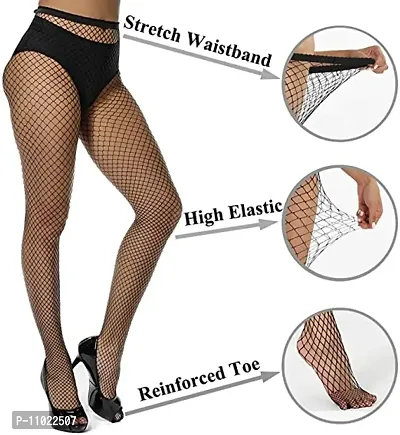 Womens/Girls Pantyhose Fishnet Stockings,Free Size, Black-thumb0