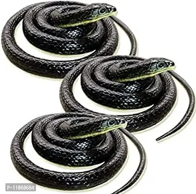 Rubber Snakes Look Durable Snake Prank Toy  Gifts Snakes for Kids Pack of 3 (Black)