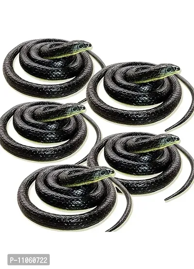 Rubber Snakes Look Durable Snake Prank Toy  Gifts Snakes for Kids Pack of 5 (Black)-thumb0