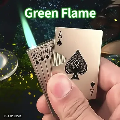 Vaishnavii Refillable Green Flame Ekka Cards Printed Gas/Cigarette Lighter