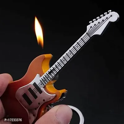 Vaishnavii Refillable Guitar Lighter with Keychain Creative Gas/Cigarette Lighter-thumb0