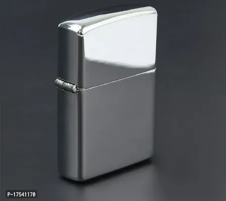 Vaishnavii High Polish Earth Silver Refillable Cigarette Pocket Lighter-thumb0