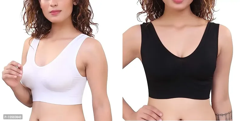 Air Cotton Non Padded Non-Wired Air Sports Bra (Pack Of 2)