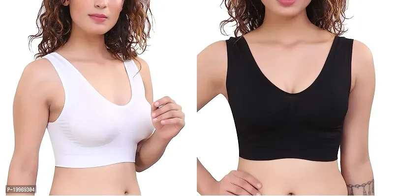 Woman Air Bra, Sports Bra, Stretchable Non Padded Seamless Bra (Pack Of 2)