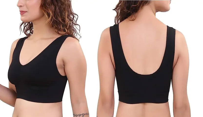 Vaishnavii Sports Bra for Women Girls, Non Padded Full Coverage Beginners Non - Padded Non -Wired Seamless Bra (Pack of 1)