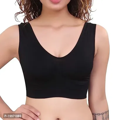 Vaishnavii Air Cotton Non Padded Stretchable Non-Wired Seamless Air Sports Bra (Pack Of 1)-thumb0
