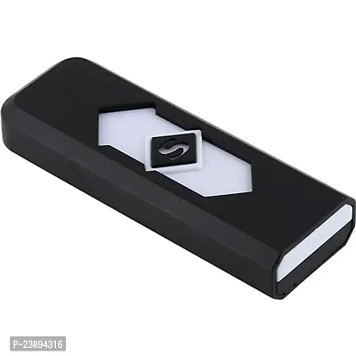 Vaishnavii USB Pocket Lighter Windproof Rechargeable Flameless Pocket Lighter (Black)-thumb2