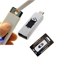 USB Cigarette Lighter Windproof Rechargeable Flameless Lighter. (White)-thumb1