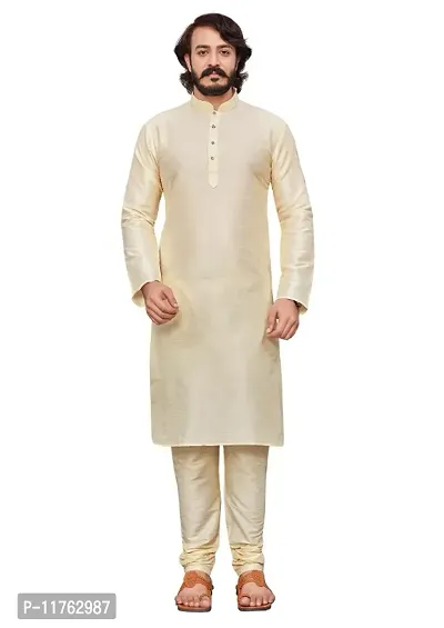 Mens Designer Fancy Party Wear Wedding Look Silk Kurta-thumb0