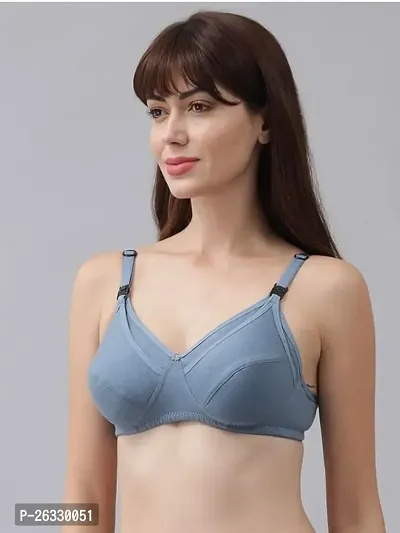 Stylish Blue Cotton Solid Maternity Bras For Women-thumb0