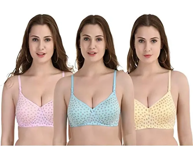 Stylish Chiffon Solid Bras For Women Pack Of 3