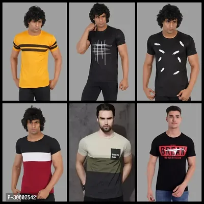 Trendy Polyester T- Shirts for Men(pack of 6)