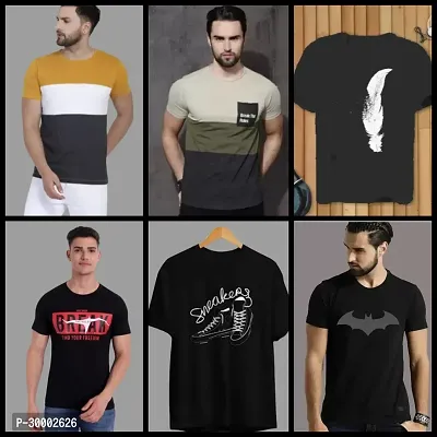 Trendy Polyester T- Shirts for Men(pack of 6)