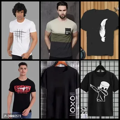 Trendy Polyester T- Shirts for Men(pack of 6)