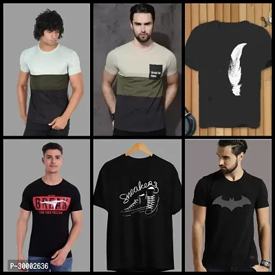 Trendy Polyester T- Shirts for Men(pack of 6)