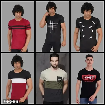 Trendy Polyester T- Shirts for Men(pack of 6)