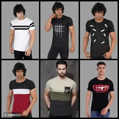 Trendy Polyester T- Shirts for Men(pack of 6)-thumb0