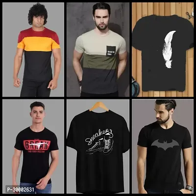 Trendy Polyester T- Shirts for Men(pack of 6)