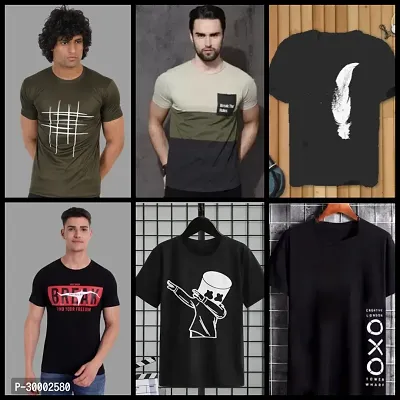 Trendy Polyester T- Shirts for Men(pack of 6)