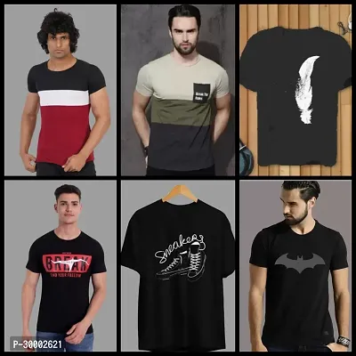 Trendy Polyester T- Shirts for Men(pack of 6)-thumb0