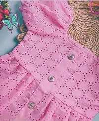 Fabulous Pink Cotton Blend Textured Frocks For Girls-thumb2