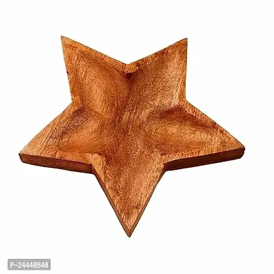 Wooden Serving Tray/Platter Star Small Plate for Snacks, Cookies, Fruits Or Aftermints-thumb0