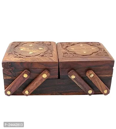 m.a wooden Jewellery Box for Women Wooden Flip Flap Flower Design Handmade Gift, 8 inches