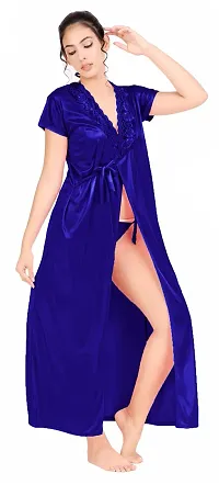 Divine paridhaan Women's Satin Solid Night Suit Pack Of 6 (plzshop enterprises_Royal Blue_Free Size)-thumb3