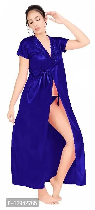 Divine paridhaan Women's Satin Solid Night Suit Pack Of 6 (plzshop enterprises_Royal Blue_Free Size)-thumb4