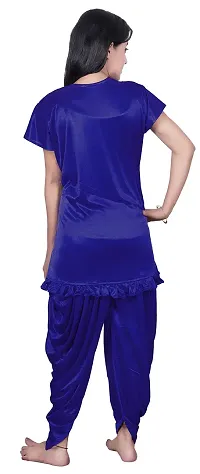 Divine Paridhaan Women's Satin Solid Maxi Nighty (Divine paridhaan_blue_Free Size)-thumb1