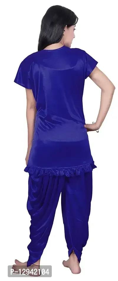 Divine Paridhaan Women's Satin Solid Maxi Nighty (Divine paridhaan_blue_Free Size)-thumb2