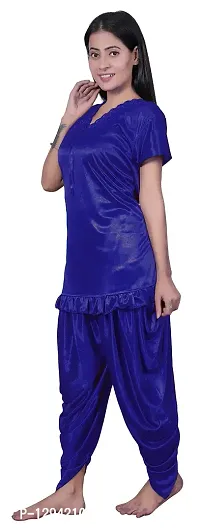 Divine Paridhaan Women's Satin Solid Maxi Nighty (Divine paridhaan_blue_Free Size)-thumb4