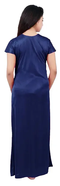 DIVINE PARIDHAAN Women's Satin Blend Solid Nightwear Set Pack of 2 (2022_Navy Blue_Free Size)-thumb3