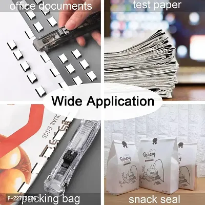 Push Stapler, Binder Clips Paper Clamps Desktop Stapler with 50pcs Reusable Stainless Steel Refill Clips 40 Sheet Capacity, Clam Clip Dispenser for Office Document Home School Supplies-thumb2