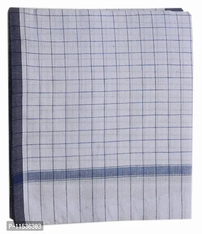 THE ANTILLES FABRICS White Cotton GAMCHA New  Modern Look Blue Check  Border, Size (30?60) INCHES