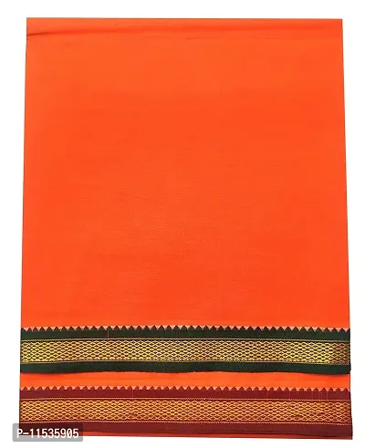 THE ANTILLES FABRICS Cotton Long Size, Dual Border, Rich Mundu (Standard Size, Saffron)-thumb4
