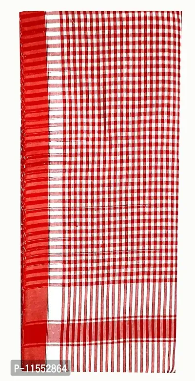 THE ANTILLES FABRICS White RED Check Pattern Cotton GAMCHA New & Modern Look, Size 32? 70 INCHES-thumb0