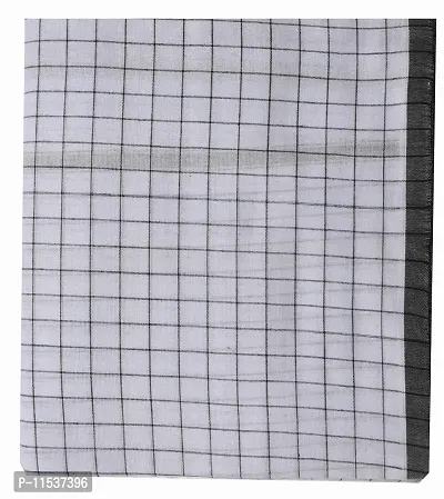 THE ANTILLES FABRICS White Cotton GAMCHA New & Modern Look with Black Check & Border, Size (30?60) INCHES