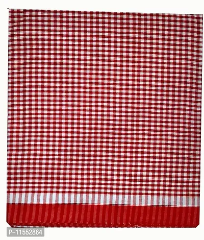 THE ANTILLES FABRICS White RED Check Pattern Cotton GAMCHA New & Modern Look, Size 32? 70 INCHES-thumb2