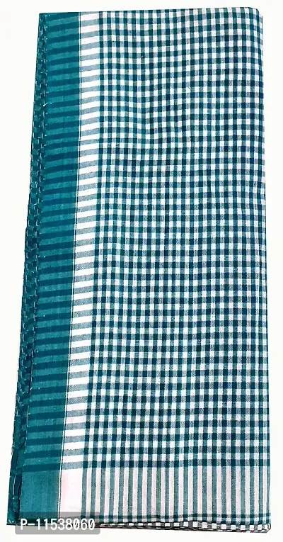 THE ANTILLES FABRICS White Green Check Pettern Cotton GAMCHA New  Modern Look, Size (32?70) INCHES-thumb0